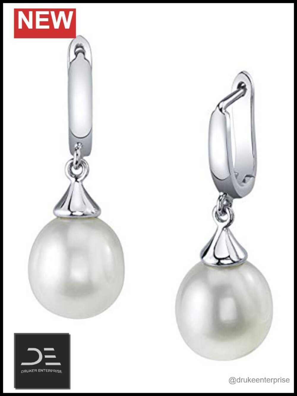 Real Freshwater Pearl Drop Earrings AAA Cultured Pearls Sterling Silver